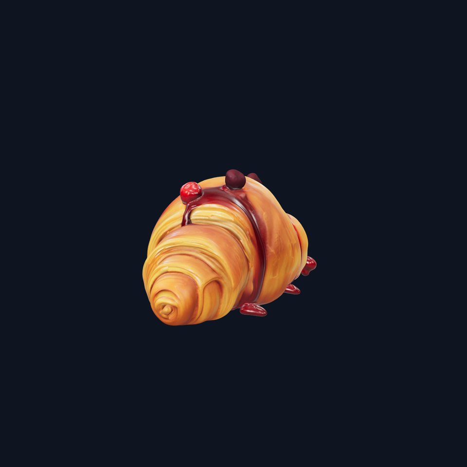 Delicious Croissant with Berry Syrup Model Pack